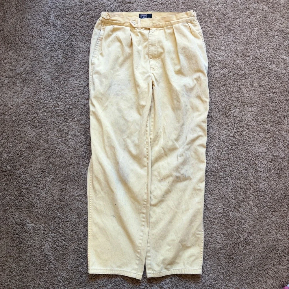 Vintage Polo Ralph Lauren Yellow Pleated Chino Pants 32x28
